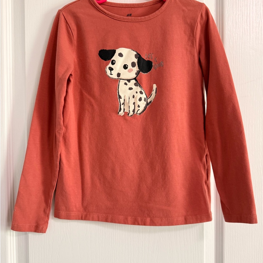H&M Kids' Rust Long Sleeve Tee with Dalmatian Design